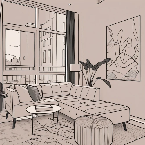 apartment lounge,apartment,an apartment,livingroom,modern room,shared apartment,living room,contemporary decor,sitting room,mid century modern,modern decor,interiors,modern living room,mid century,loft,interior design,home interior,penthouse apartment,coloring page,new apartment,Design Sketch,Design Sketch,Outline