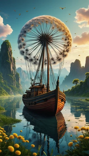 airships,airship,caravel,hot-air-balloon-valley-sky,floating islands,floating island,sea fantasy,fantasy picture,fantasy landscape,galleon ship,pirate ship,world digital painting,boat landscape,waterglobe,fantasy art,fishing float,mushroom island,sea sailing ship,galleon,air ship,Illustration,Japanese style,Japanese Style 05