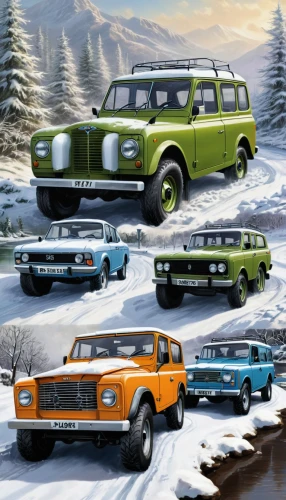 volvo cars,land rover series,volvo 164,jeep wagoneer,triumph dolomite,lada niva,volvo 140 series,christmas cars,borgward,škoda yeti,triumph vitesse,borgward hansa,volvo 66,volvo 300 series,gaz-21,first generation range rover,lada,polski fiat 125p,mg cars,fiat 125,Conceptual Art,Fantasy,Fantasy 30