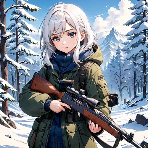 m16,belarus byn,ar-15,winter background,winterblueher,darjeeling,rifle,kalashnikov,parka,girl with gun,siberian,russian,south russian ovcharka,russian winter,heavy object,m4a4,girl with a gun,m4a1 carbine,m4a1,cold weapon,Anime,Anime,Realistic