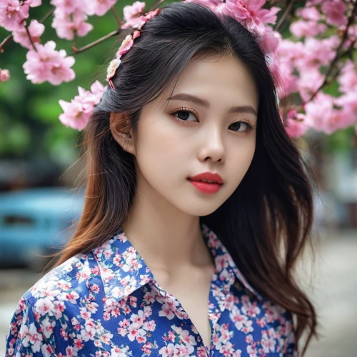 beautiful girl with flowers,vietnamese woman,floral japanese,girl in flowers,phuquy,colorful floral,vietnamese,floral,cherry flower,japanese floral background,asian woman,hanbok,floral dress,floral background,pink cherry blossom,korean,vintage asian,flower background,vietnam,flowery,Photography,General,Realistic
