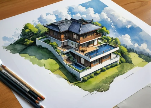 house drawing,japanese architecture,isometric,small house,wooden house,wooden mockup,roof landscape,houses clipart,house with lake,modern house,asian architecture,house painting,cubic house,3d rendering,3d mockup,inverted cottage,house in mountains,hand-drawn illustration,house in the forest,large home,Illustration,Japanese style,Japanese Style 10