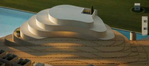 whipped cream castle,dhammakaya pagoda,roof domes,ice cream cone,futuristic architecture,soft serve ice creams,roof landscape,floating island,stupa,lotus temple,futuristic art museum,futuristic landscape,3d rendering,sand waves,snow roof,roof top pool,burj al arab,the sphinx,sand castle,sand sculpture,Photography,General,Realistic