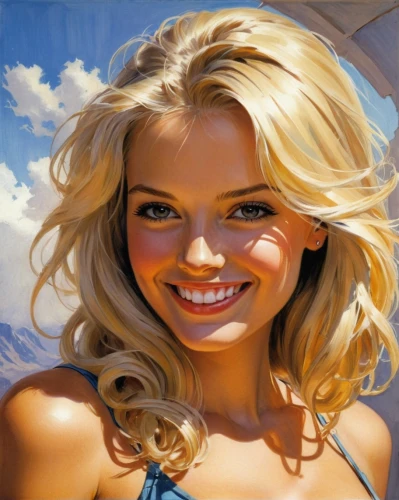 blonde woman,a girl's smile,portrait background,blond girl,blonde girl,beach background,world digital painting,photo painting,girl portrait,the blonde in the river,grin,young woman,skype icon,painting technique,girl on the boat,smiling,a smile,marylyn monroe - female,the girl's face,cool blonde,Conceptual Art,Fantasy,Fantasy 04