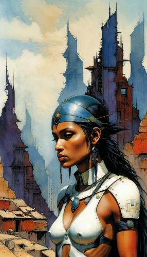 karnak,guards of the canyon,warrior woman,heroic fantasy,ancient city,tassili n'ajjer,rem in arabian nights,ancient egypt,ancient egyptian girl,artemisia,orientalism,incas,ancient egyptian,warrior east,sci fiction illustration,the sphinx,pueblo,ancient civilization,female warrior,cleopatra,Illustration,Realistic Fantasy,Realistic Fantasy 06