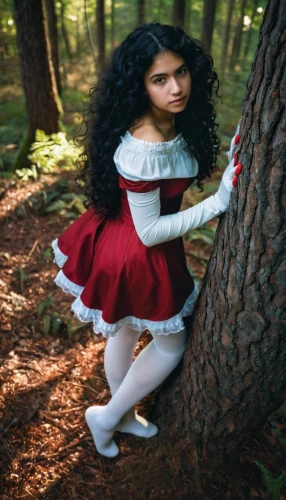 ballerina in the woods,little red riding hood,red riding hood,fae,girl with tree,in the forest,cosplay image,the girl next to the tree,pinocchio,wonderland,fairy tale character,elf,alice,rosa 'the fairy,alice in wonderland,enchanted forest,wood elf,the forest fell,amanita,bjork,Conceptual Art,Fantasy,Fantasy 18