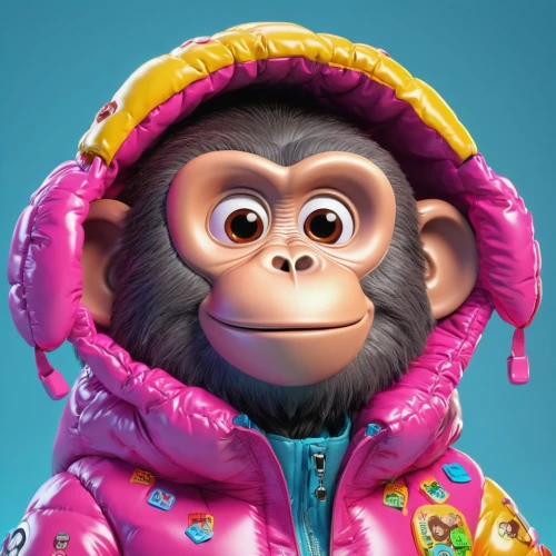 snow monkey,monkey,ape,chimpanzee,monkey soldier,parka,primate,chimp,capuchin,monkey banana,baby monkey,monchhichi,monkeys band,the monkey,cute cartoon character,barbary monkey,rain suit,marmoset,gorilla,orangutan,Unique,3D,3D Character
