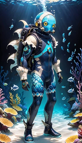 coral guardian,aquanaut,underwater background,scuba,aquarium,marine tank,sea god,under sea,divemaster,under the sea,scuba diving,aquatic,marine fish,god of the sea,aquarium inhabitants,snorkeling,under the water,mergus,underwater fish,blue fish,Anime,Anime,General