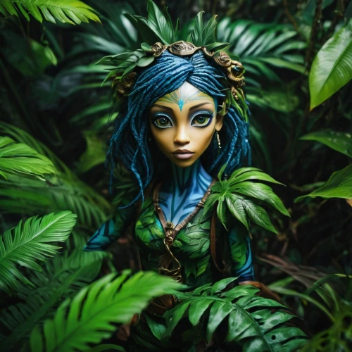 dryad,faery,fae,faerie,mother earth statue,avatar,poison ivy,fantasy portrait,blue enchantress,honolulu creeper,mother earth,violet head elf,undergrowth,girl in a wreath,the enchantress,wood elf,garden fairy,flora,mother nature,medusa,Illustration,Abstract Fantasy,Abstract Fantasy 14