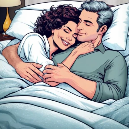 as a couple,cuddling,loving couple sunrise,hypersexuality,cuddle,couple goal,stony,young couple,pajamas,snuggle,bed,the sweetness,marvel comics,pillow,duvet cover,married couple,bed linen,mom and dad,holding,comforter
