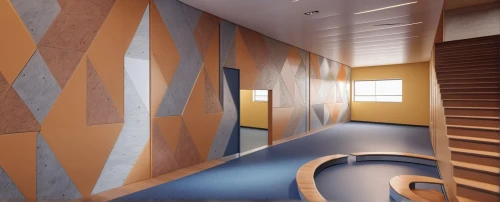 patterned wood decoration,wall panel,wall plaster,hallway space,school design,wooden wall,ceramic tile,3d rendering,room divider,wall completion,terracotta tiles,tiles shapes,kraft paper,clay tile,wall texture,ceramic floor tile,search interior solutions,plywood,geometric pattern,interior design,Photography,General,Realistic