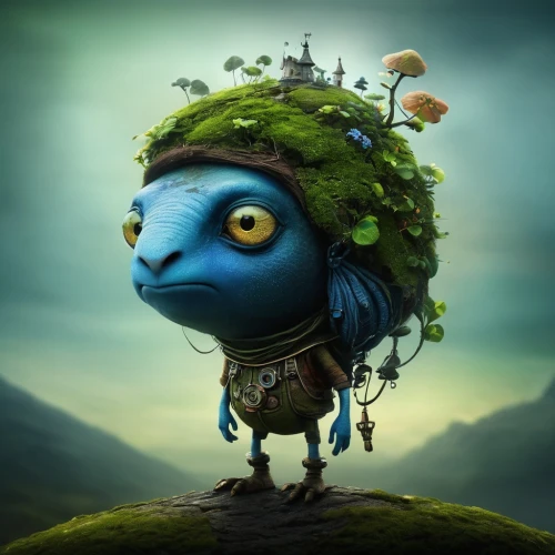 scandia gnome,ori-pei,mother earth squeezes a bun,anthropomorphized animals,mother earth,anthropomorphized,frog prince,pachamama,frog king,fairy peacock,stitch,fiddlehead fern,anthropomorphic,fantasy art,knuffig,minion hulk,faery,acorn,blue mushroom,avatar,Illustration,Abstract Fantasy,Abstract Fantasy 01