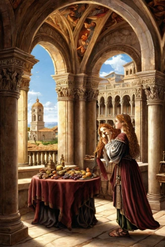 the annunciation,candlemas,christ feast,holy supper,celsus library,sicilian cuisine,church painting,sistine chapel,holy family,last supper,eucharist,romantic scene,renaissance,communion,nativity of jesus,contemporary witnesses,raffaello da montelupo,nativity of christ,el jem,children studying,Conceptual Art,Fantasy,Fantasy 27