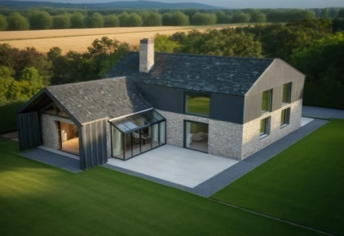 new england style house,stone house,danish house,gable field,3d rendering,frame house,modern house,turf roof,country estate,house drawing,smart home,house shape,private house,country house,eco-construction,bendemeer estates,luxury property,grass roof,brick house,inverted cottage
