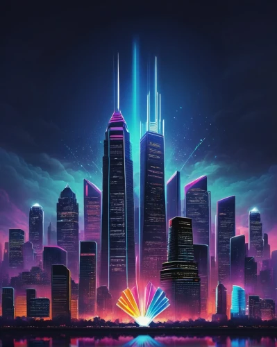 black city,city skyline,cityscape,fantasy city,skyline,colorful city,cyberpunk,tribute in light,world digital painting,sky city,the city,city,city at night,metropolis,skycraper,skyscrapers,chicago night,harbour city,capital cities,the skyscraper,Illustration,Abstract Fantasy,Abstract Fantasy 08