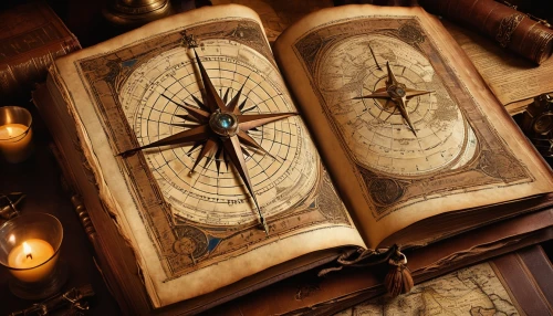 magic grimoire,compass rose,compass,treasure map,magnetic compass,navigation,magic book,wind rose,spiral book,divination,bearing compass,compasses,compass direction,planisphere,sextant,runes,cartography,ship's wheel,guestbook,prayer book,Illustration,Paper based,Paper Based 12