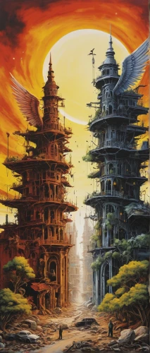 ancient city,forbidden palace,asian architecture,japan landscape,hashima,tsukemono,tower of babel,hall of supreme harmony,buddhist hell,pagoda,the ruins of the,stone pagoda,futuristic landscape,ancient buildings,stone palace,post-apocalyptic landscape,shirakami-sanchi,temples,chinese architecture,japanese background,Conceptual Art,Graffiti Art,Graffiti Art 10