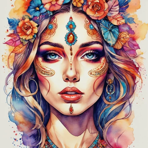 boho art,boho,masquerade,fantasy portrait,flora,zodiac sign libra,watercolor women accessory,mandala flower illustration,zodiac sign gemini,colorful floral,bohemian,fashion vector,boho background,gypsy soul,mermaid vectors,vanessa (butterfly),fantasy art,watercolor wreath,flower fairy,digital art