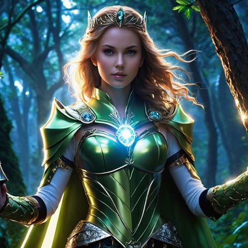 the enchantress,cleanup,patrol,aaa,sorceress,fantasy woman,green aurora,green,elven,druid,heroic fantasy,celtic queen,female warrior,wall,goddess of justice,aa,loki,visual effect lighting,elenor power,fantasy picture,Photography,General,Realistic
