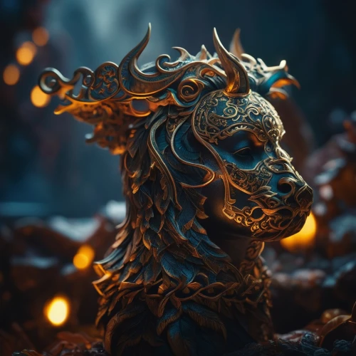 garuda,forest king lion,warlord,minotaur,stone lion,tribal bull,cinema 4d,crown render,gold deer,golden crown,bronze horseman,golden unicorn,3d render,lion capital,gold mask,gold crown,lion,golden mask,3d model,shaman,Photography,General,Fantasy