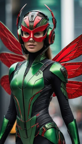 mantis,darth talon,red and green,wasp,alien warrior,fantasy woman,winged insect,cosplay image,red green,elves flight,spawn,red fly,glass wings,hornet,super heroine,cgi,cosplayer,greed,winged,lacerta,Photography,General,Sci-Fi