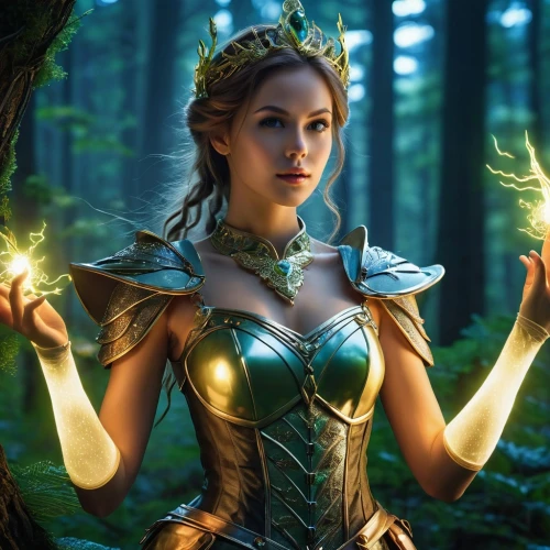 the enchantress,faerie,faery,fairy queen,dryad,fae,fantasy woman,fantasy picture,sorceress,elven,elf,elven forest,fairy forest,fantasy portrait,green aurora,fairy,druid,celtic queen,fantasy art,elves,Photography,General,Realistic
