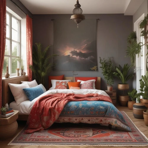 bedroom,duvet cover,boho art,great room,guest room,boho,danish room,children's bedroom,sleeping room,modern decor,interior design,wall decor,guestroom,wall decoration,modern room,interior decor,blue pillow,boy's room picture,tapestry,contemporary decor