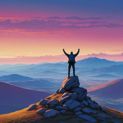 the spirit of the mountains,mountain sunrise,summit,background image,mountain top,be mountain,towards the top of man,wall,raise,landscape background,top mountain,arms outstretched,mountain peak,at the top,embrace the world,mountain spirit,high-altitude mountain tour,mountaineer,spiritual environment,free wilderness,Illustration,Realistic Fantasy,Realistic Fantasy 06
