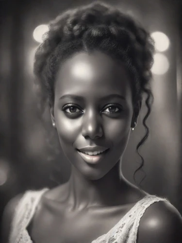 african woman,girl portrait,romantic portrait,african american woman,nigeria woman,digital painting,woman portrait,ethiopian girl,black skin,mystical portrait of a girl,world digital painting,fantasy portrait,charcoal pencil,tiana,african,pencil drawing,graphite,rwanda,charcoal drawing,portrait of a girl,Photography,Cinematic