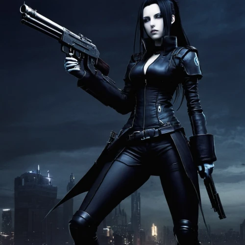 huntress,woman holding gun,girl with gun,black widow,girl with a gun,widow,shepard,holding a gun,underworld,dark angel,agent 13,agent,dark elf,black city,femme fatale,katniss,sci fiction illustration,assassin,gothic woman,cosplay image,Photography,Artistic Photography,Artistic Photography 13