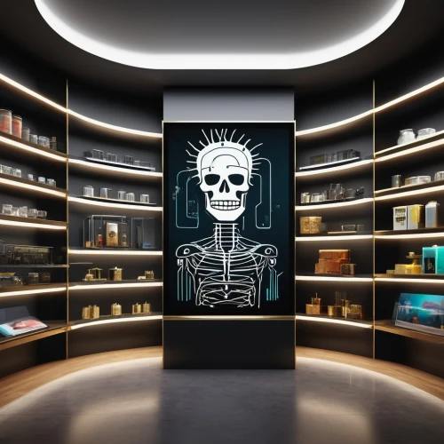 book store,bookstore,bookshelves,medical concept poster,book wall,vanitas,store window,shop-window,store icon,human skeleton,bookcase,electronic signage,sci fiction illustration,bookshop,book electronic,bookshelf,shop window,dark cabinetry,shelves,store front,Art,Artistic Painting,Artistic Painting 51