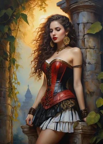 fantasy art,fantasy woman,fantasy picture,fantasy portrait,gothic woman,celtic queen,queen of hearts,gothic portrait,fairy tale character,warrior woman,female warrior,celtic woman,mystical portrait of a girl,red tunic,red riding hood,the enchantress,bodice,fantasy girl,romantic portrait,sorceress,Illustration,Realistic Fantasy,Realistic Fantasy 30