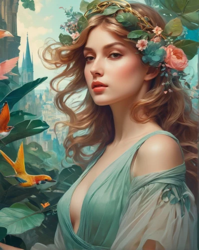 faery,faerie,fantasy portrait,fantasy art,flora,fantasy picture,girl in flowers,world digital painting,jessamine,flower fairy,girl in the garden,fae,fairy queen,springtime background,mystical portrait of a girl,romantic portrait,dryad,secret garden of venus,jasmine blossom,beautiful girl with flowers,Conceptual Art,Fantasy,Fantasy 05