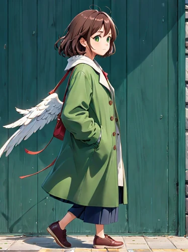 parka,coat,summer coat,akko,chara,euphonium,miku maekawa,long coat,national parka,yuki nagato sos brigade,flying girl,little girl in wind,determination,piko,girl walking away,overcoat,torii,haruhi suzumiya sos brigade,jacket,aonori,Anime,Anime,General