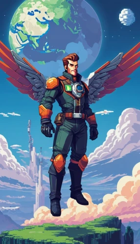 pixel art,game illustration,emperor of space,spacescraft,archangel,skylander giants,falcon,stadium falcon,argus,ganymede,glider pilot,griffon bruxellois,skycraper,atlas,eagle illustration,background image,skylanders,game art,griffin,caique,Unique,Pixel,Pixel 01