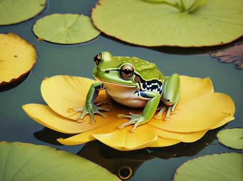 pond frog,jazz frog garden ornament,water frog,lily pad,frog background,frog king,green frog,red-eyed tree frog,pacific treefrog,frog through,pond flower,frog figure,coral finger tree frog,kawaii frog,perched on a log,tree frog,woman frog,frog gathering,amphibian,litoria fallax,Illustration,Japanese style,Japanese Style 08