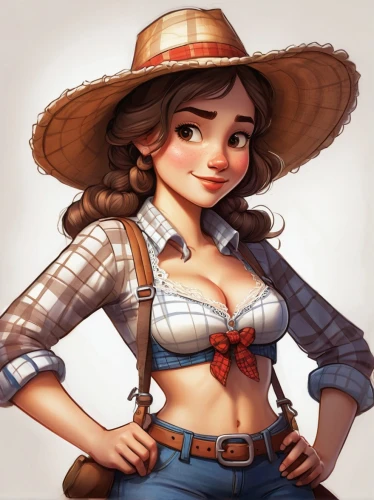 cowgirl,cowgirls,countrygirl,straw hat,country dress,western,farm girl,cow boy,cowboy hat,country-western dance,the hat-female,country style,farmer,western riding,wild west,heidi country,cowboy plaid,brown hat,cowboy,panama hat,Illustration,Paper based,Paper Based 10