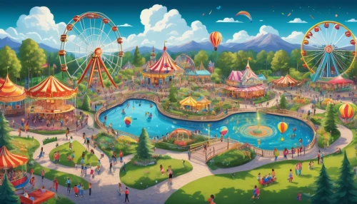 hot-air-balloon-valley-sky,amusement park,fairy world,theme park,fantasy world,fairy village,rainbow world map,the disneyland resort,circus tent,tomorrowland,elves flight,fantasy city,cirque,oktoberfest background,circus,disneyland park,wonderland,circus stage,shanghai disney,cartoon forest,Illustration,Retro,Retro 20