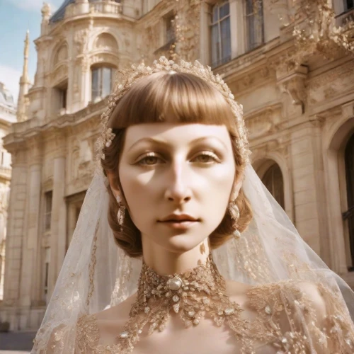 dead bride,the angel with the veronica veil,bridal veil,bridal,bride,vintage woman,vintage angel,bridal accessory,girl in a historic way,bridal dress,mystical portrait of a girl,golden weddings,sun bride,bridal clothing,vintage makeup,fountain head,stone angel,wedding gown,wedding dress,mother of the bride,Photography,Analog