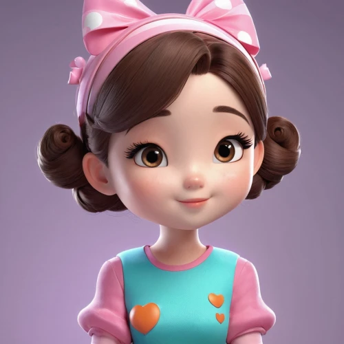cute cartoon character,agnes,disney character,cute cartoon image,little girl in pink dress,rockabella,stylized macaron,minnie,princess sofia,doll's facial features,female doll,cartoon character,minnie mouse,audrey,princess anna,lilo,rosa ' the fairy,retro cartoon people,barb,vector girl,Unique,3D,3D Character