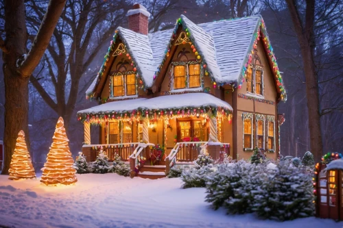 winter house,christmas house,gingerbread house,christmas landscape,the gingerbread house,gingerbread houses,christmas scene,winter village,christmas town,the holiday of lights,christmas village,christmas snow,winter wonderland,snow scene,beautiful home,victorian house,christmas snowy background,christmas decoration,new england style house,festive decorations,Illustration,Retro,Retro 23