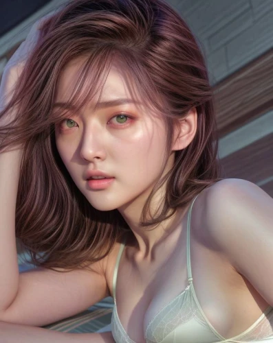 realdoll,asian vision,pale,hong,natural cosmetic,see-through clothing,female model,han thom,digital painting,joy,korean,guk,solar,art model,phuquy,mari makinami,gradient mesh,portrait background,colorpoint shorthair,world digital painting