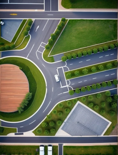 highway roundabout,roundabout,traffic circle,intersection,paved square,traffic junction,road surface,autobahn,curvy road sign,roads,crossroad,transport and traffic,bicycle path,road marking,racing road,urban design,turn left,city highway,bicycle lane,automotive navigation system,Photography,General,Realistic