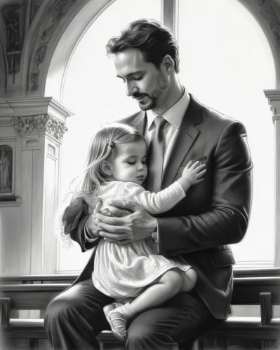 stony,tony stark,father and daughter,father daughter dance,father with child,father daughter,father's love,david-lily,shia,fatherhood,father,god the father,merciful father,markler,little angels,baby and teddy,pencil drawing,happy father's day,the little girl,tenderness,Illustration,Black and White,Black and White 30
