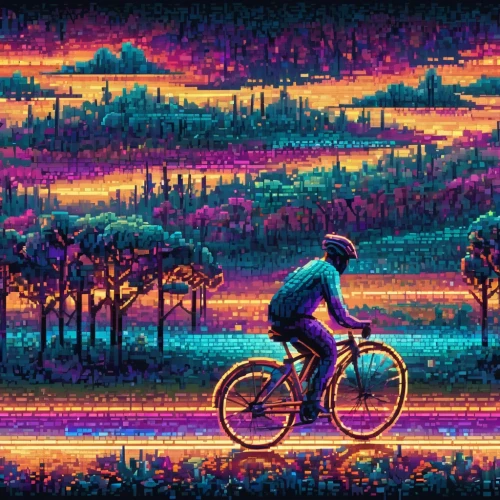 bicycle,cyclist,artistic cycling,bicycle ride,biking,bicycling,cyclists,pixel art,bike ride,bicycles,retro background,cycling,retro frame,bicycle riding,mtb,cassette cycling,bike,bikes,tapestry,bicycle lighting,Conceptual Art,Fantasy,Fantasy 02