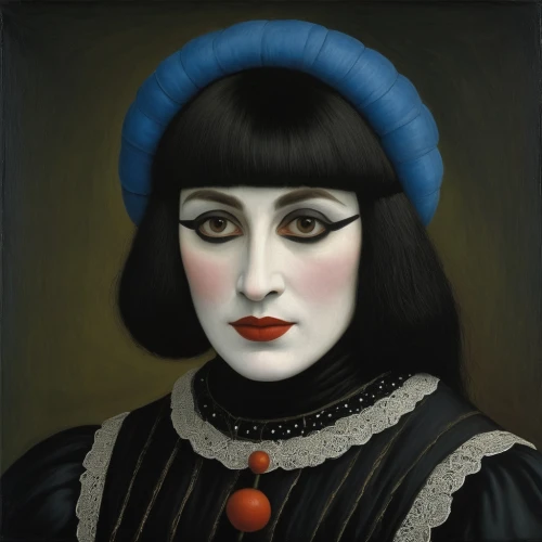 gothic portrait,girl with a pearl earring,portrait of christi,the mona lisa,mona lisa,portrait of a woman,cleopatra,pierrot,portrait of a girl,dita,fantasy portrait,victorian lady,artist portrait,art deco woman,woman portrait,painter doll,woman's hat,beret,pferdeportrait,the hat of the woman,Art,Artistic Painting,Artistic Painting 02