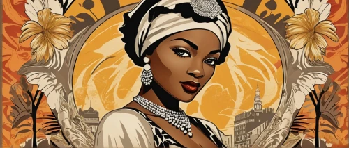 art deco woman,african woman,african art,african american woman,african culture,lily of the nile,fatima,moorish,black woman,beautiful african american women,travel poster,nigeria woman,ancient egyptian girl,afar tribe,tiana,east africa,art deco,art deco background,voodoo woman,maria bayo,Illustration,Realistic Fantasy,Realistic Fantasy 21