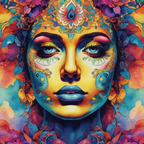 psychedelic art,boho art,kaleidoscope art,multicolor faces,psychedelic,neon body painting,kaleidoscope,kaleidoscopic,colorful background,woman face,bodypainting,fantasy portrait,aura,masquerade,mandala art,bodypaint,mystical portrait of a girl,fractals art,fantasy art,woman's face