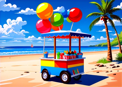 ice cream cart,beach buggy,ice cream van,colorful balloons,ice cream stand,piaggio ape,summer fair,kite buggy,summer beach umbrellas,balloon trip,dream beach,balloon hot air,summer clip art,santa claus at beach,umbrella beach,hot-air-balloon-valley-sky,rainbow color balloons,hot air balloons,baloons,blue pushcart,Illustration,American Style,American Style 13