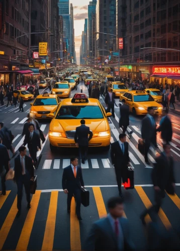 new york taxi,new york streets,taxicabs,pedestrians,yellow taxi,yellow cab,time square,pedestrian,crosswalk,times square,transport and traffic,pedestrian crossing,shibuya crossing,taxi stand,evening traffic,nyc,taxi cab,a pedestrian,wall street,new york,Illustration,Realistic Fantasy,Realistic Fantasy 44